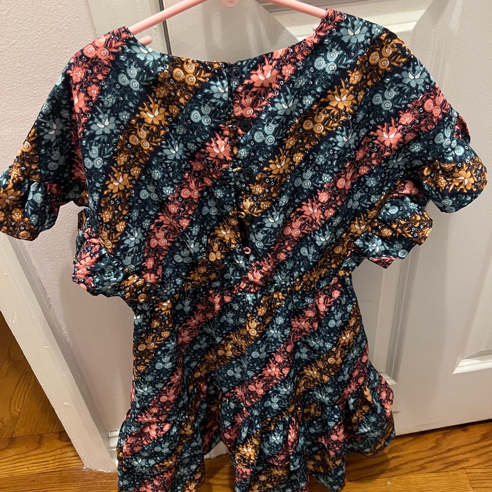 Janie and Jack Striped Floral Dress - Pink, Orange, Blue - Picture 2 of 3